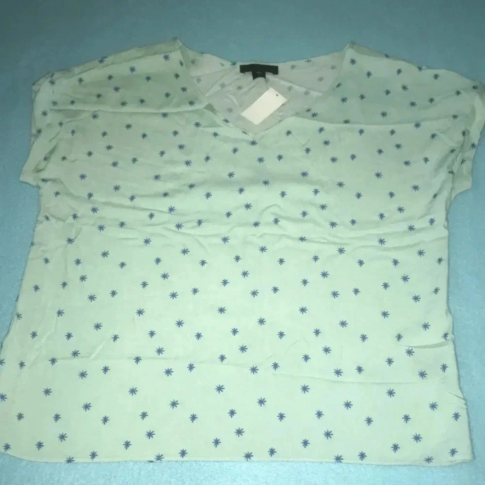 ATTENTION lightweight short sleeves v-neck palm tree print NWT size L - Picture 1 of 8